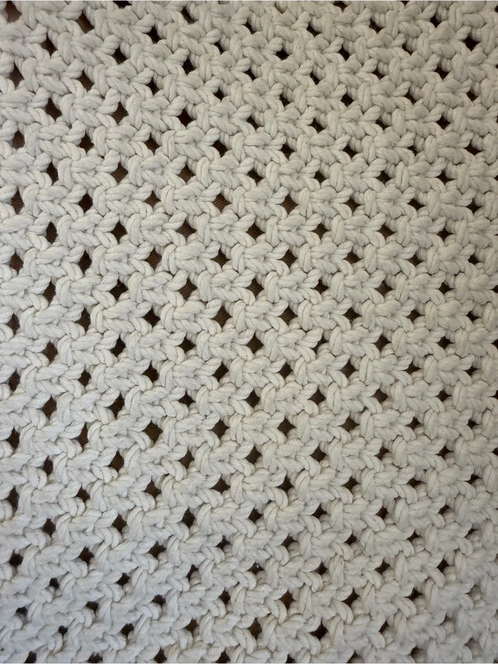 Ralph Lauren Cream Crochet Tote Bag with Brown Rope Handles
